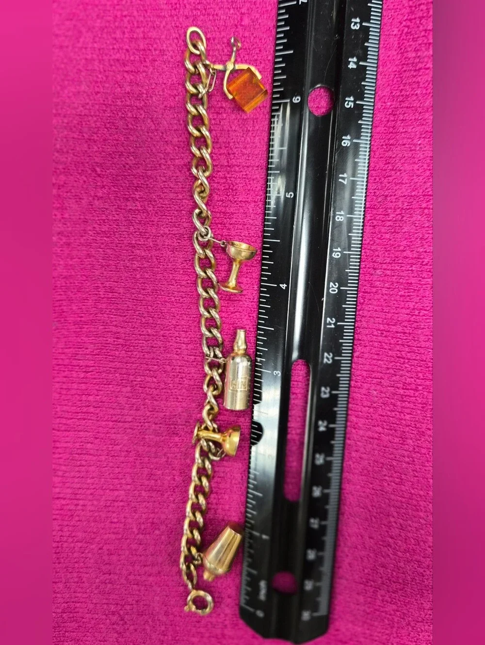 1950s Gold-Tone Charm Bracelet for Women - Stylish Linked Chain